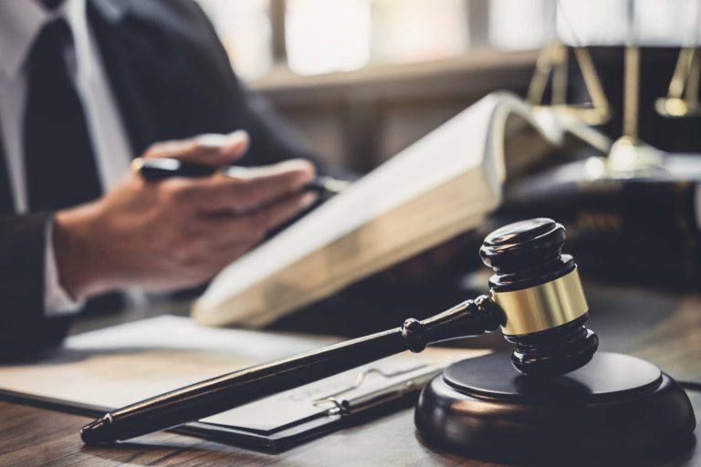 lawyer with a book and gavel